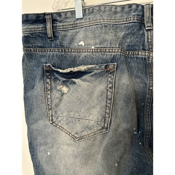 Akoo Denim Splatter Distressed Shorts With Patches Mens 44 - Picture 6 of 11